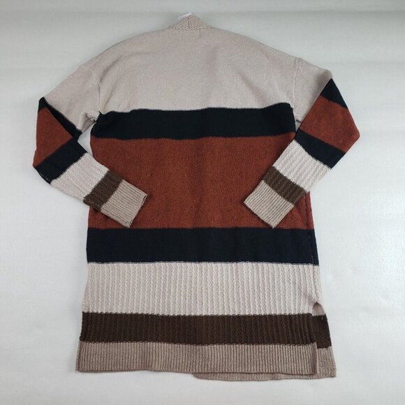 Bohme Striped Duster Cardigan Sweater Womens Medium/Large Brown Open Front NEW - Picture 5 of 10